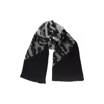 Cavalli Class Gray Wool Men Scarf Cavalli Class