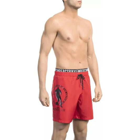 Bikkembergs Red Polyester Men Swim Short Bikkembergs