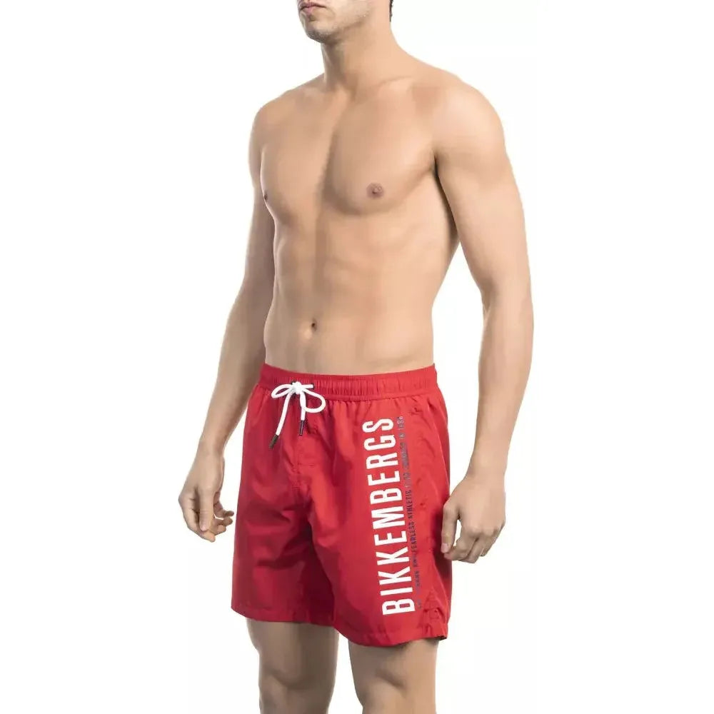 Bikkembergs Red Polyester Men Swim Short Bikkembergs