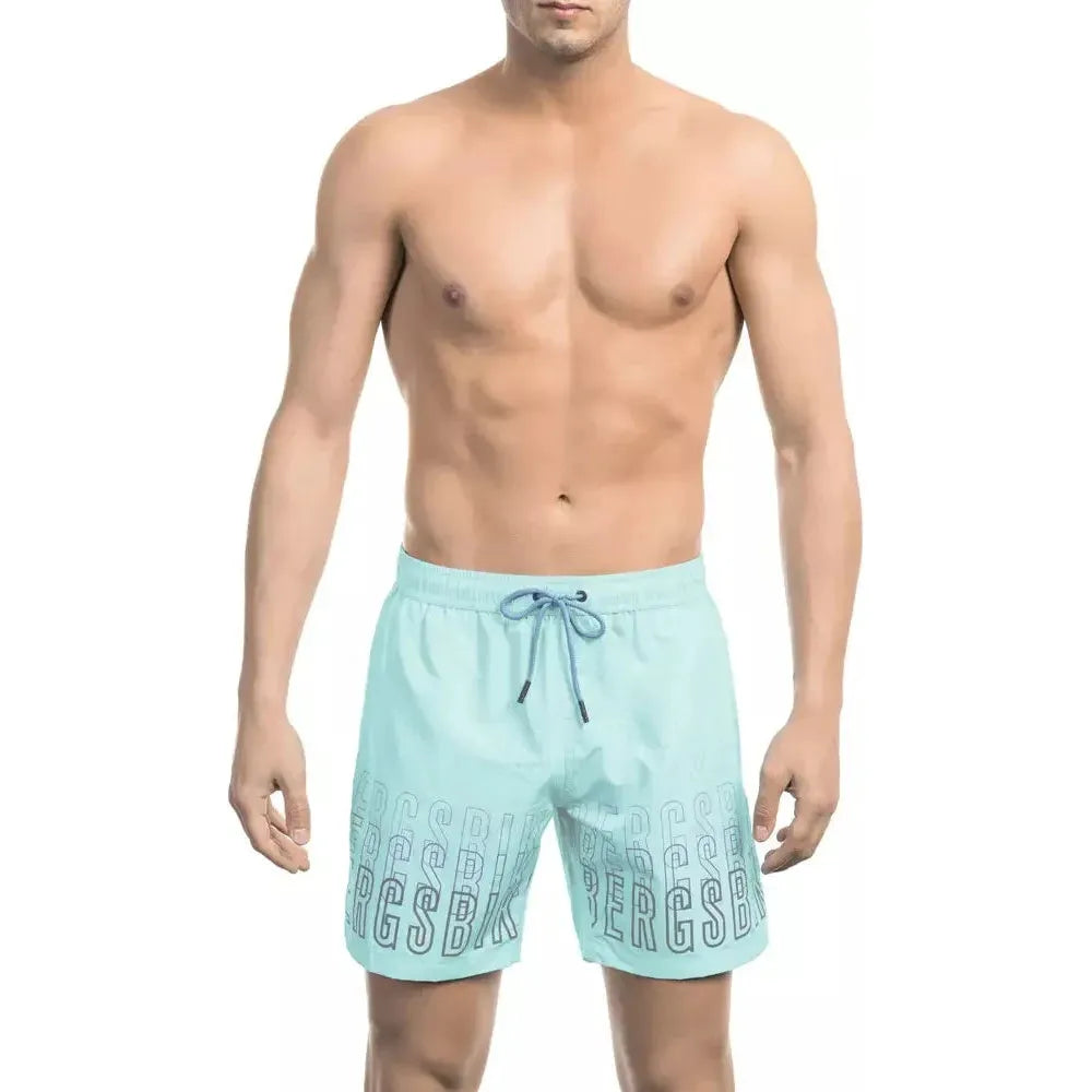 Bikkembergs Light Blue Polyester Men Swim Short Bikkembergs