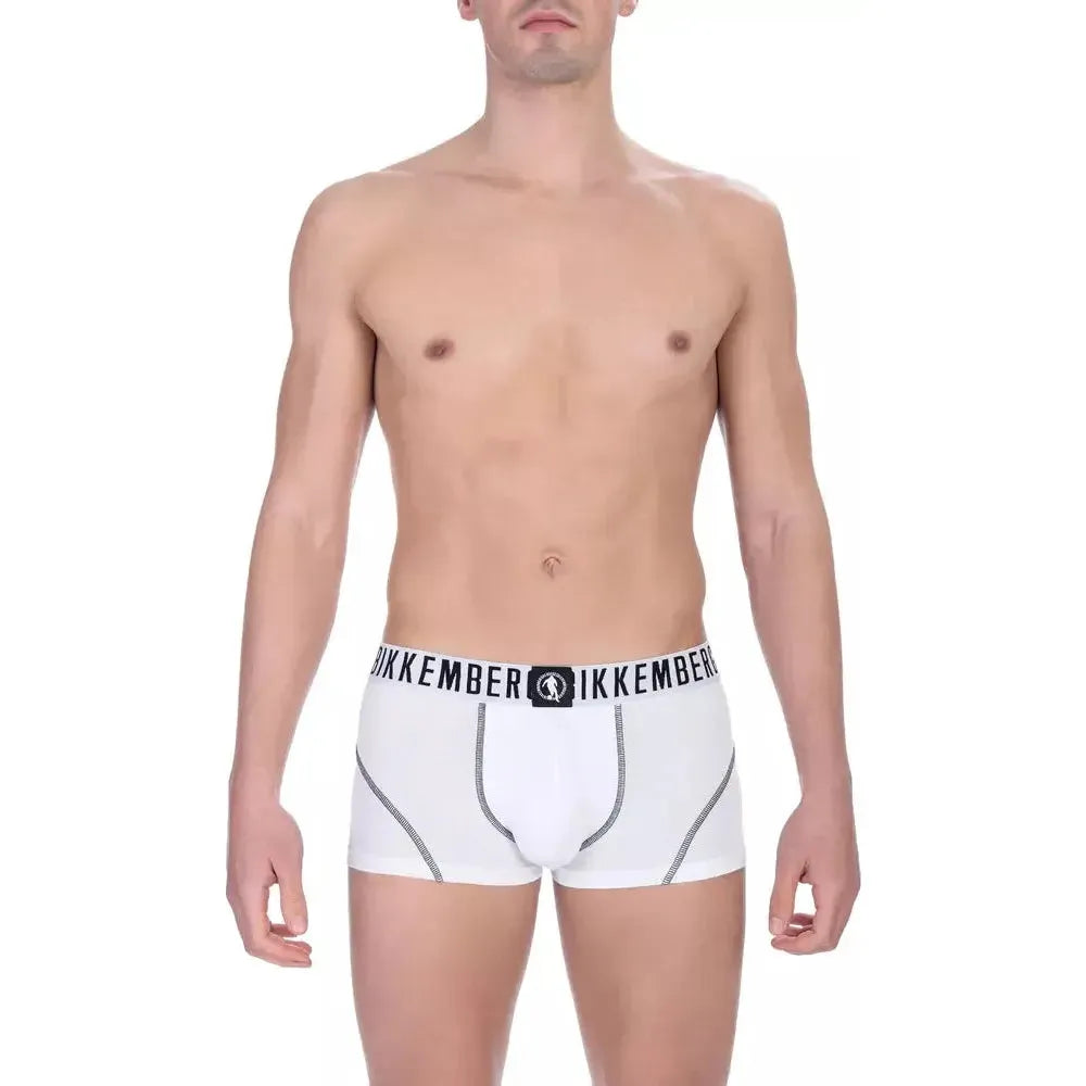 Bikkembergs White Cotton Men Trunk MAN UNDERWEAR Bikkembergs