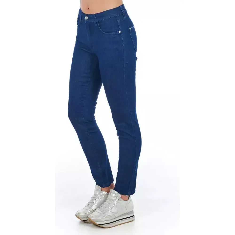 Frankie Morello Blue Cotton Women Skinny Jean 1728,67345744032,Blue,Clothing,Frankie Morello,Jeans & Pants - Women - Clothing,Jeans Denim - Clothing,New with tags,Skinny Jeans - Jeans Denim - Clothing,W30,Women,Women - Clothing