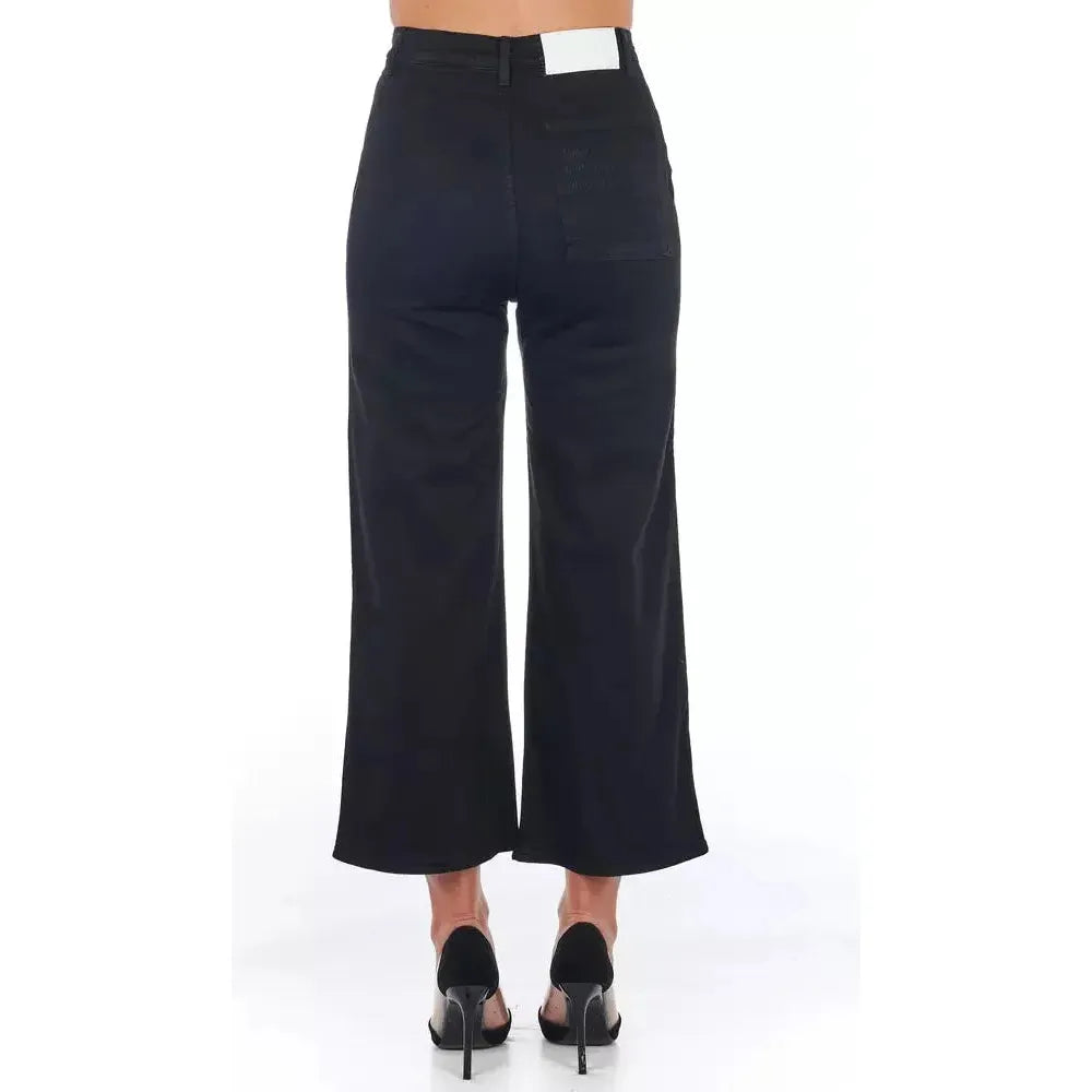 Frankie Morello Black Cotton Women Cropped Pant Frankie Morello