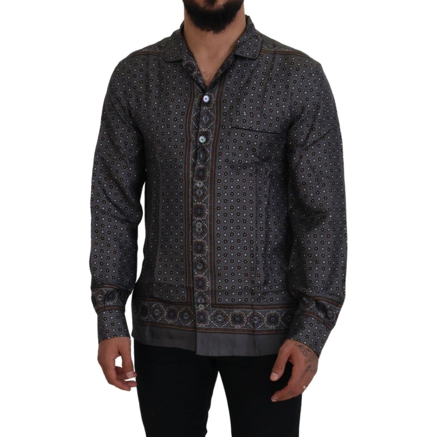 Dolce & Gabbana Elegant Silk Satin Baroque Shirt Dolce & Gabbana