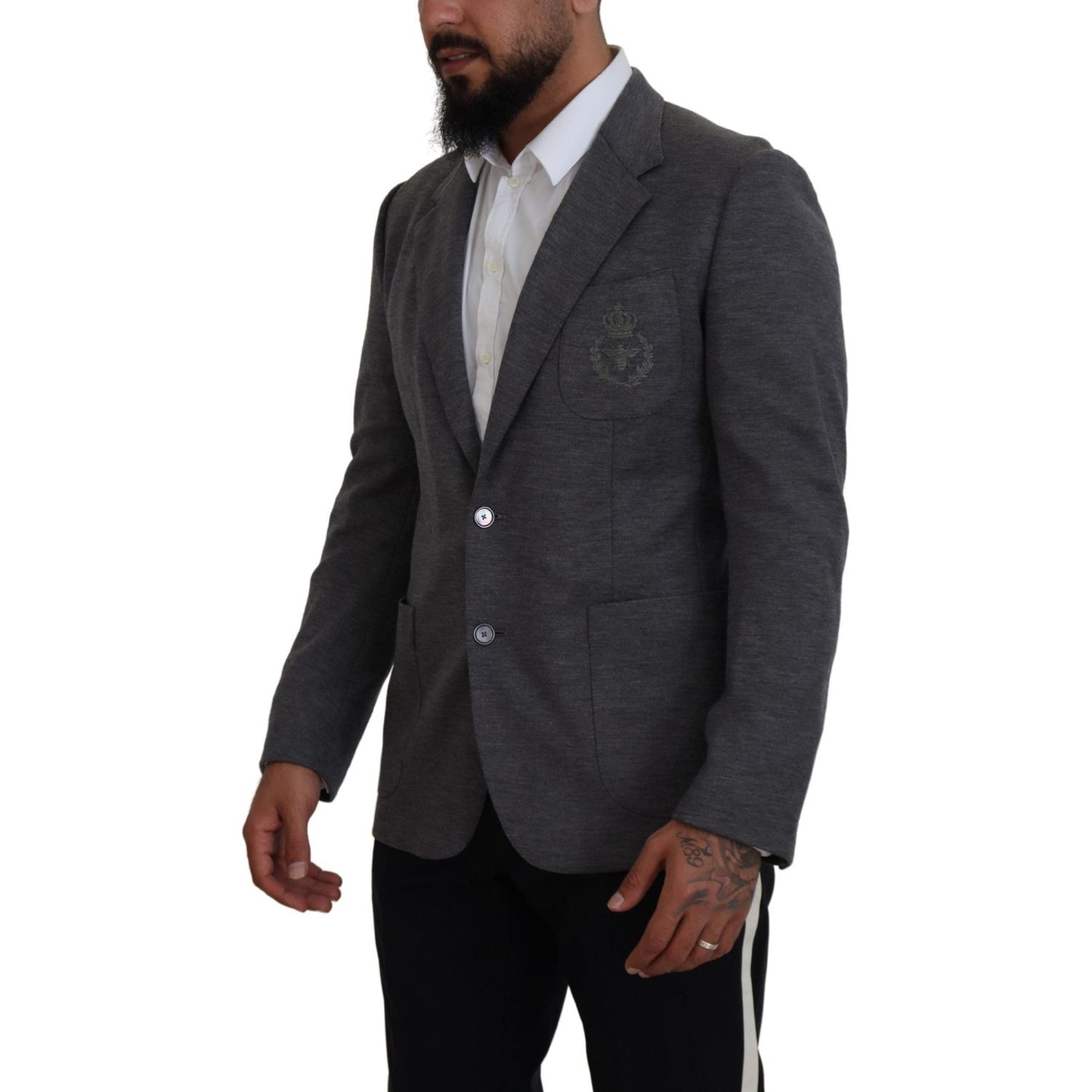 Dolce & Gabbana Gray Wool Stretch Slim Fit Jacket Blazer 1728,67345645728,Blazers - Men - Clothing,Blazers - Suits & Blazers - Clothing,Clothing,Dolce & Gabbana,Gray,IT44 | XS,Material: 100% Wool,Men,Men - Clothing,New with tags,Suits & Blazers - Clothing