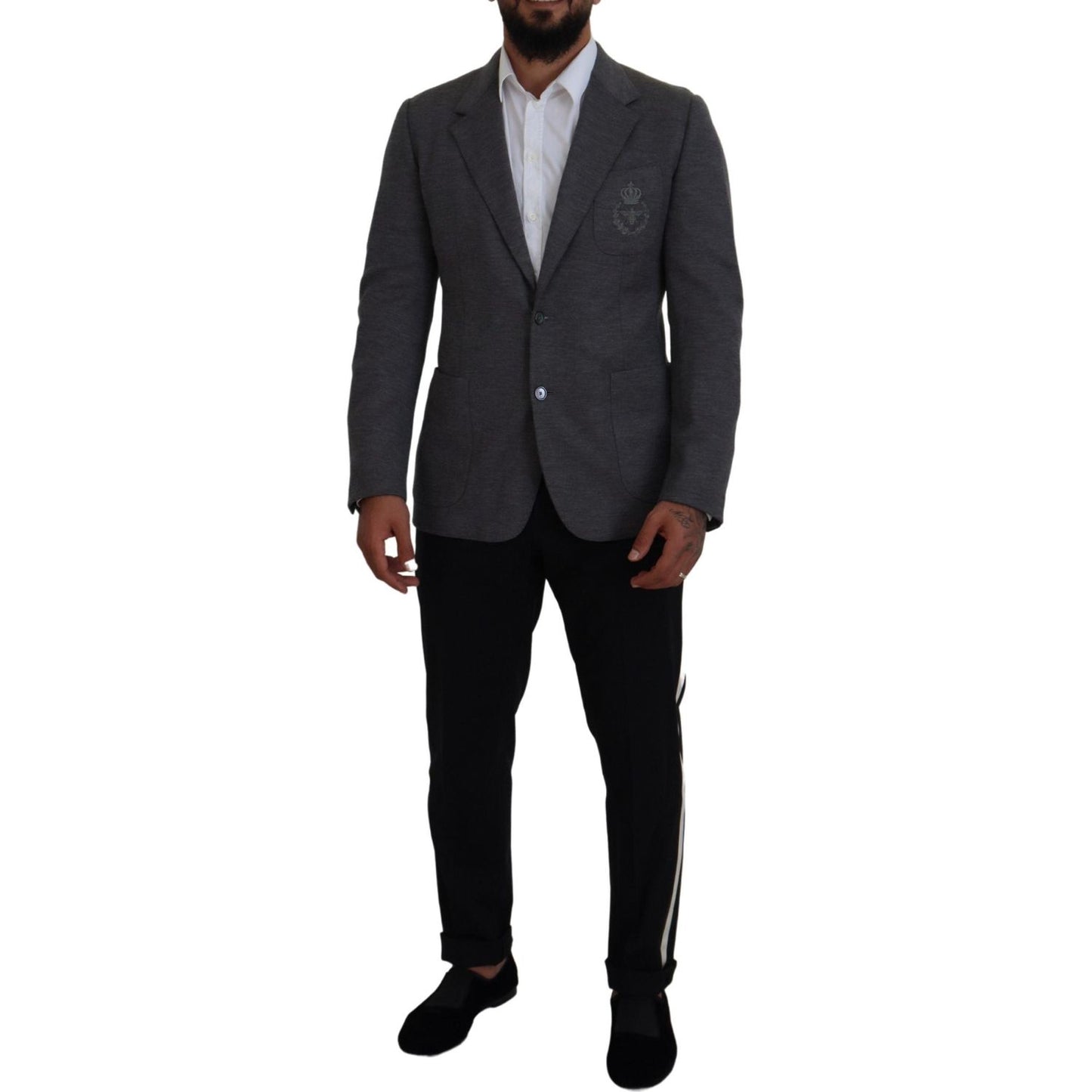 Dolce & Gabbana Gray Wool Stretch Slim Fit Jacket Blazer 1728,67345645728,Blazers - Men - Clothing,Blazers - Suits & Blazers - Clothing,Clothing,Dolce & Gabbana,Gray,IT44 | XS,Material: 100% Wool,Men,Men - Clothing,New with tags,Suits & Blazers - Clothing