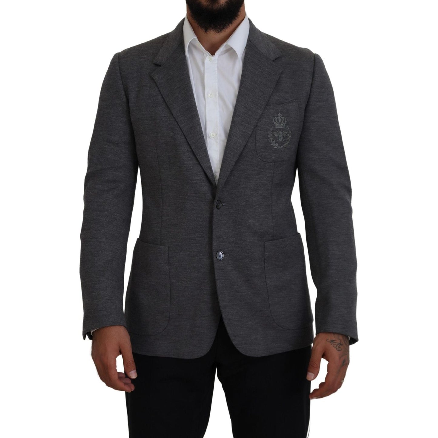 Dolce & Gabbana Gray Wool Stretch Slim Fit Jacket Blazer 1728,67345645728,Blazers - Men - Clothing,Blazers - Suits & Blazers - Clothing,Clothing,Dolce & Gabbana,Gray,IT44 | XS,Material: 100% Wool,Men,Men - Clothing,New with tags,Suits & Blazers - Clothing
