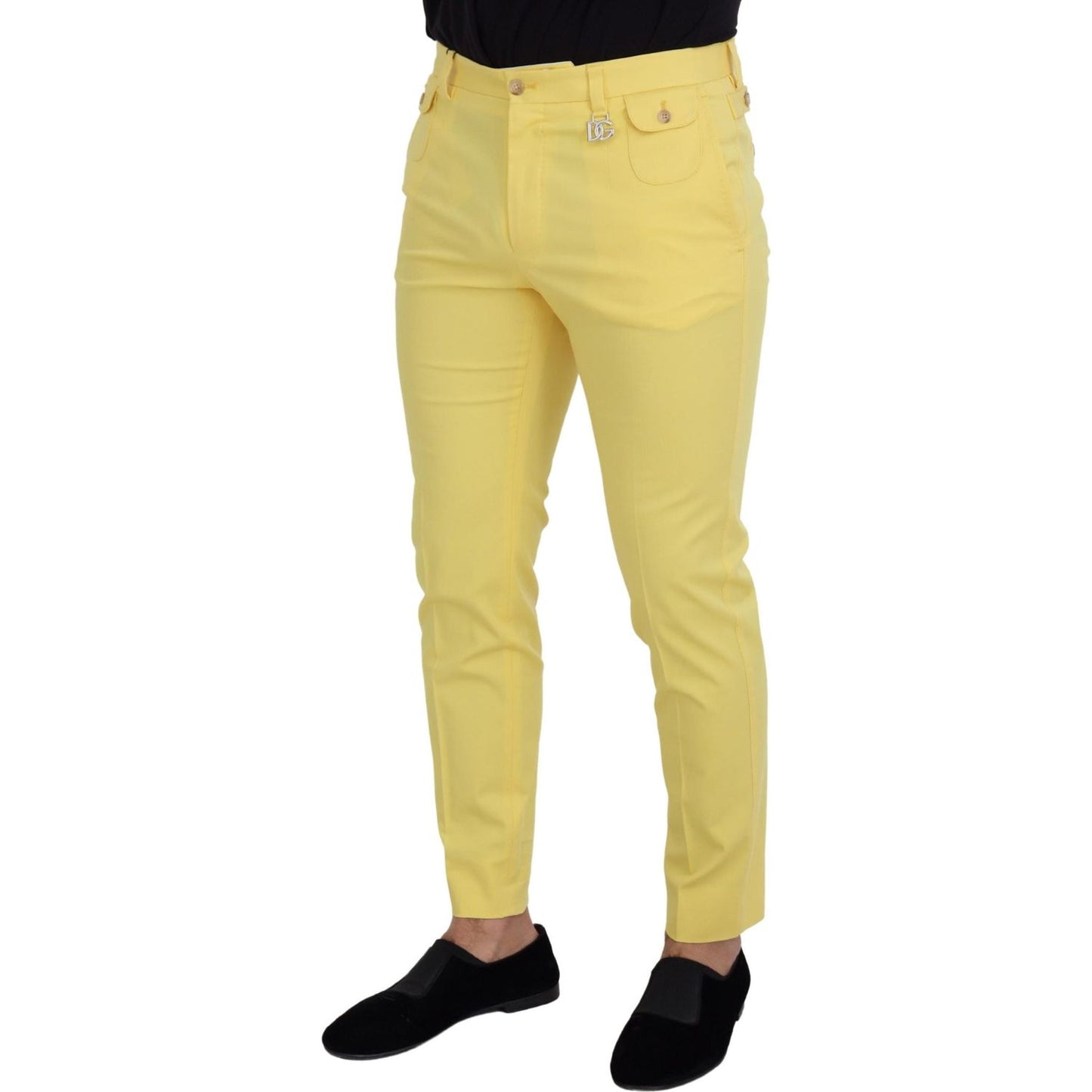 Dolce & Gabbana Sun-Kissed Yellow Cotton Trousers Dolce & Gabbana