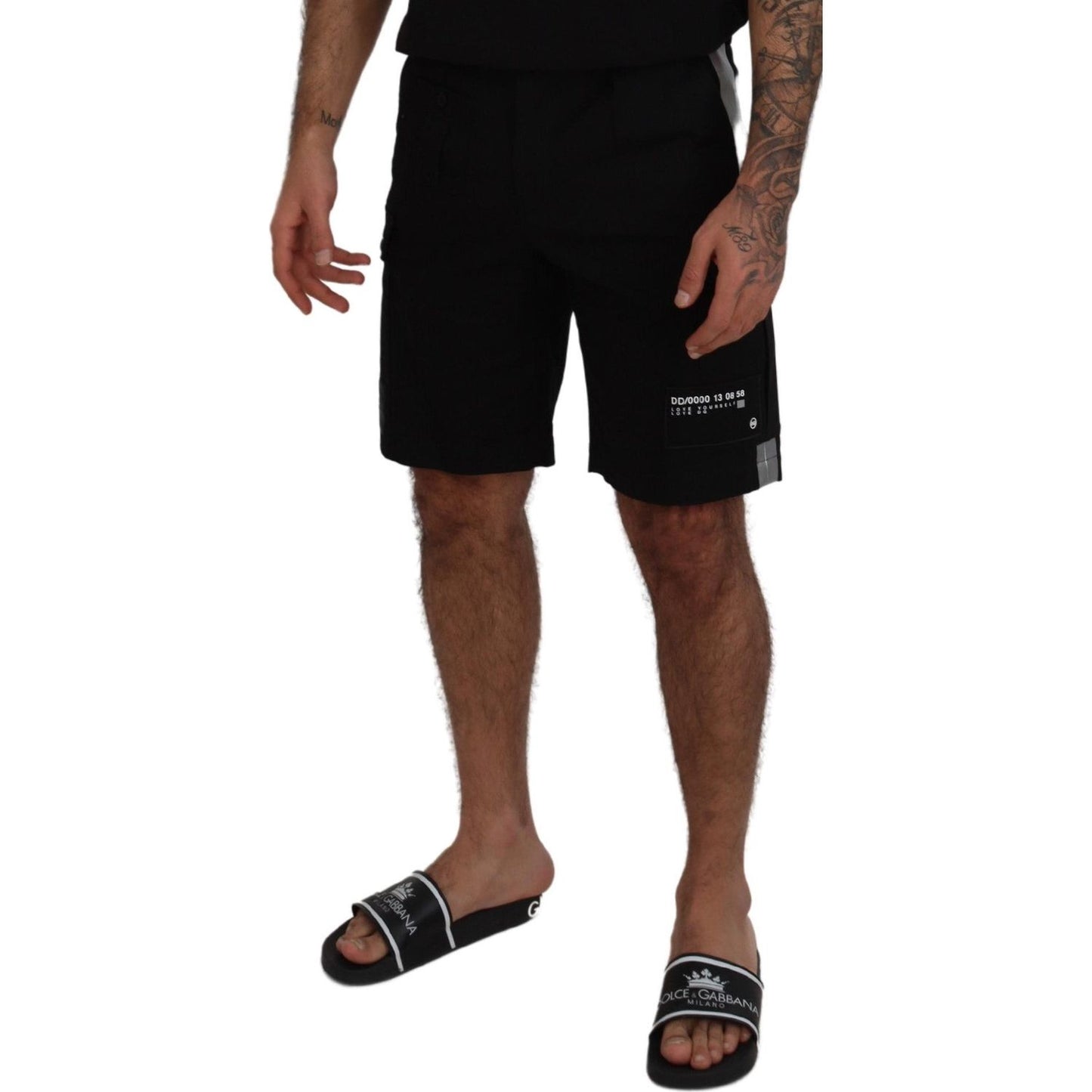 Dolce & Gabbana Black Bermuda Cargo Casual Shorts 1728,67345645728,Bermuda - Shorts - Clothing,Black,Cargo - Shorts - Clothing,Clothing,Dolce & Gabbana,IT48 | M,Material: 93% Cotton 5% Polyester 2% Elastane,Men,Men - Clothing,New with tags,Shorts - Clothi