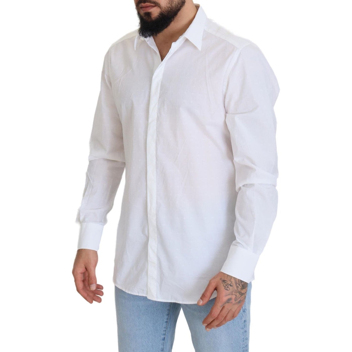 Dolce & Gabbana Elegance Reimagined White Cotton Dress Shirt Dolce & Gabbana