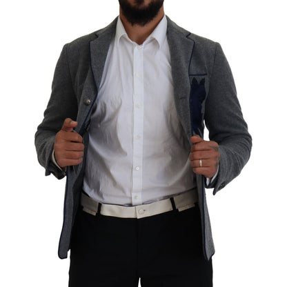 Dolce & Gabbana Gray Wool Roses Slim Fit Jacket Blazer 1728,30% Cupro,34% Acetate,67345645728,Blazers - Men - Clothing,Blazers - Suits & Blazers - Clothing,Clothing,Dolce & Gabbana,Gray,IT44 | XS,IT46 | S,Material: 100% Wool Lining: 36% Rayon,Men,Men - Cl
