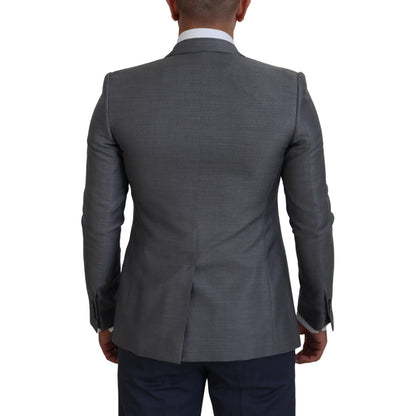 Dolce & Gabbana Gray Wool Silk Slim Fit Jacket Blazer 1728,2% PL Lining: 100% Rayon,43% Silk,67345645728,Blazers - Men - Clothing,Blazers - Suits & Blazers - Clothing,Clothing,Dolce & Gabbana,Gray,IT46 | S,Material: 55% Wool,Men,Men - Clothing,New with ta
