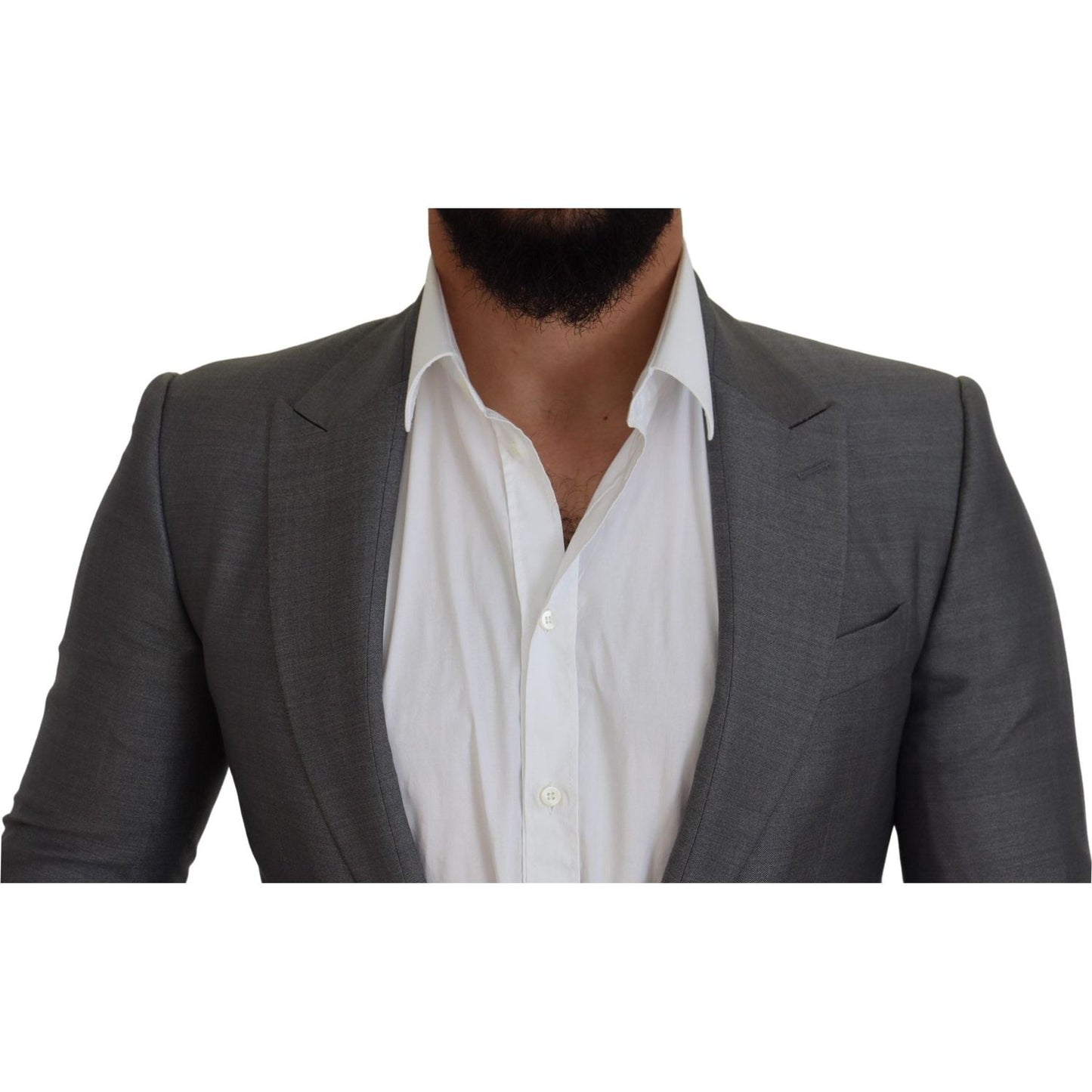Dolce & Gabbana Gray Wool Silk Slim Fit Jacket Blazer 1728,2% PL Lining: 100% Rayon,43% Silk,67345645728,Blazers - Men - Clothing,Blazers - Suits & Blazers - Clothing,Clothing,Dolce & Gabbana,Gray,IT46 | S,Material: 55% Wool,Men,Men - Clothing,New with ta