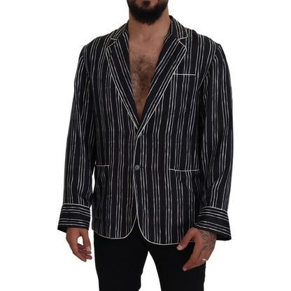Dolce & Gabbana Blue Striped Silk Pajama Shirt Jacket 1728,67345645728,Blazers - Men - Clothing,Blue,Clothing,Dolce & Gabbana,IT4 | S,Material: 100% Silk,Men,Men - Clothing,New with tags,Sleepwear - Clothing,Tops - Sleepwear - Clothing