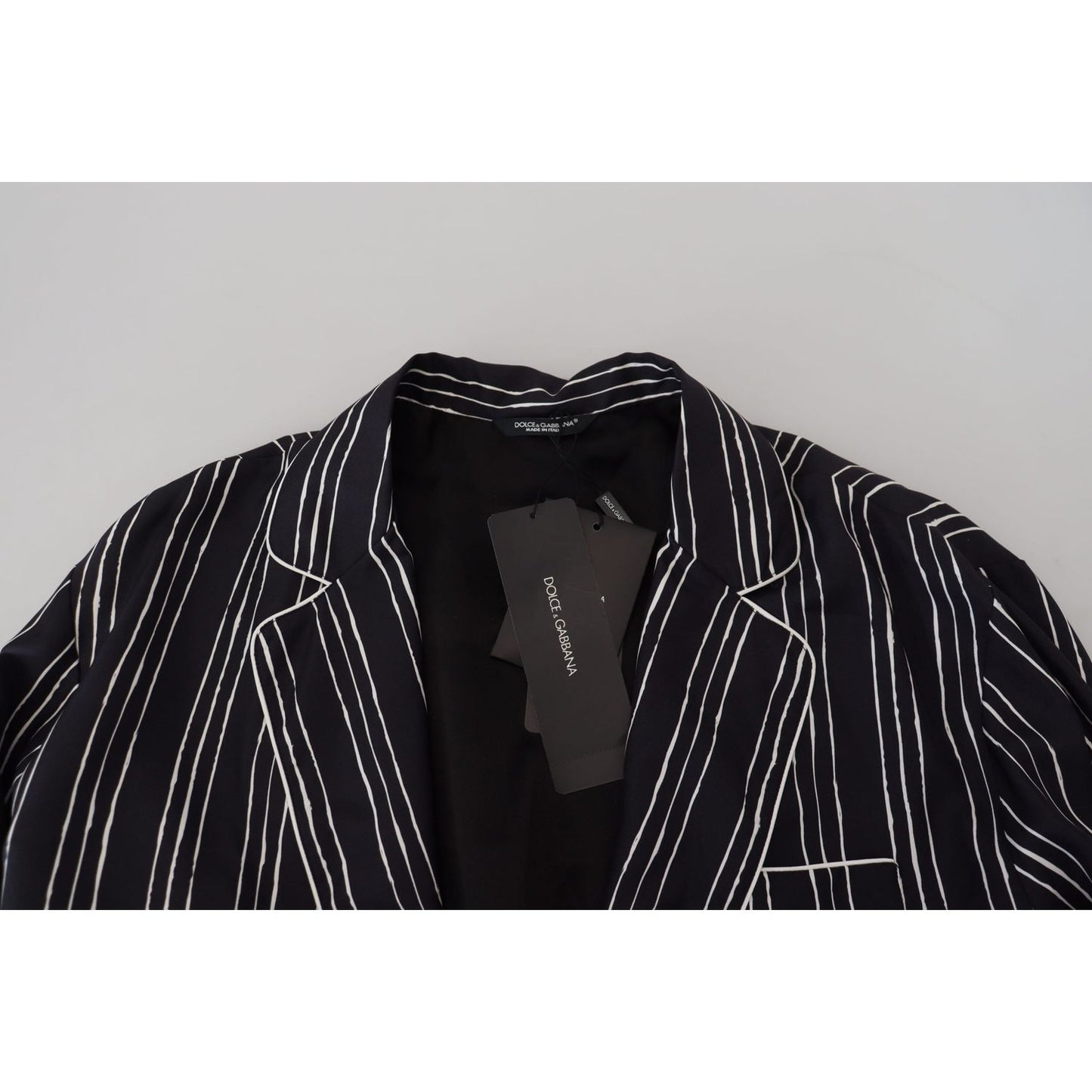 Dolce & Gabbana Blue Striped Silk Pajama Shirt Jacket 1728,67345645728,Blazers - Men - Clothing,Blue,Clothing,Dolce & Gabbana,IT4 | S,Material: 100% Silk,Men,Men - Clothing,New with tags,Sleepwear - Clothing,Tops - Sleepwear - Clothing