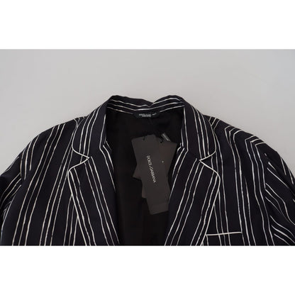 Dolce & Gabbana Blue Striped Silk Pajama Shirt Jacket 1728,67345645728,Blazers - Men - Clothing,Blue,Clothing,Dolce & Gabbana,IT4 | S,Material: 100% Silk,Men,Men - Clothing,New with tags,Sleepwear - Clothing,Tops - Sleepwear - Clothing
