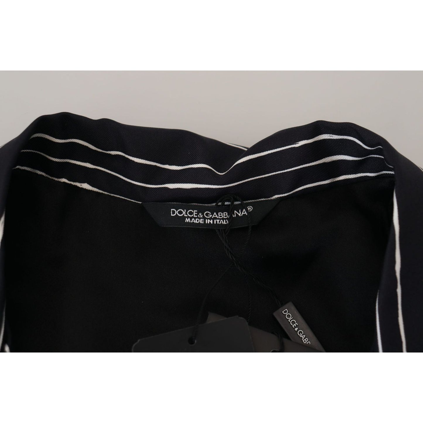 Dolce & Gabbana Blue Striped Silk Pajama Shirt Jacket 1728,67345645728,Blazers - Men - Clothing,Blue,Clothing,Dolce & Gabbana,IT4 | S,Material: 100% Silk,Men,Men - Clothing,New with tags,Sleepwear - Clothing,Tops - Sleepwear - Clothing