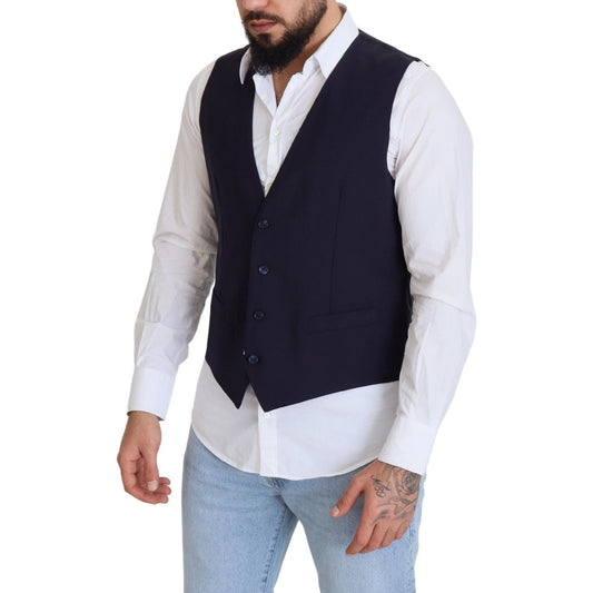 Dolce & Gabbana Elegant Dark Blue Formal Dress Vest Dolce & Gabbana