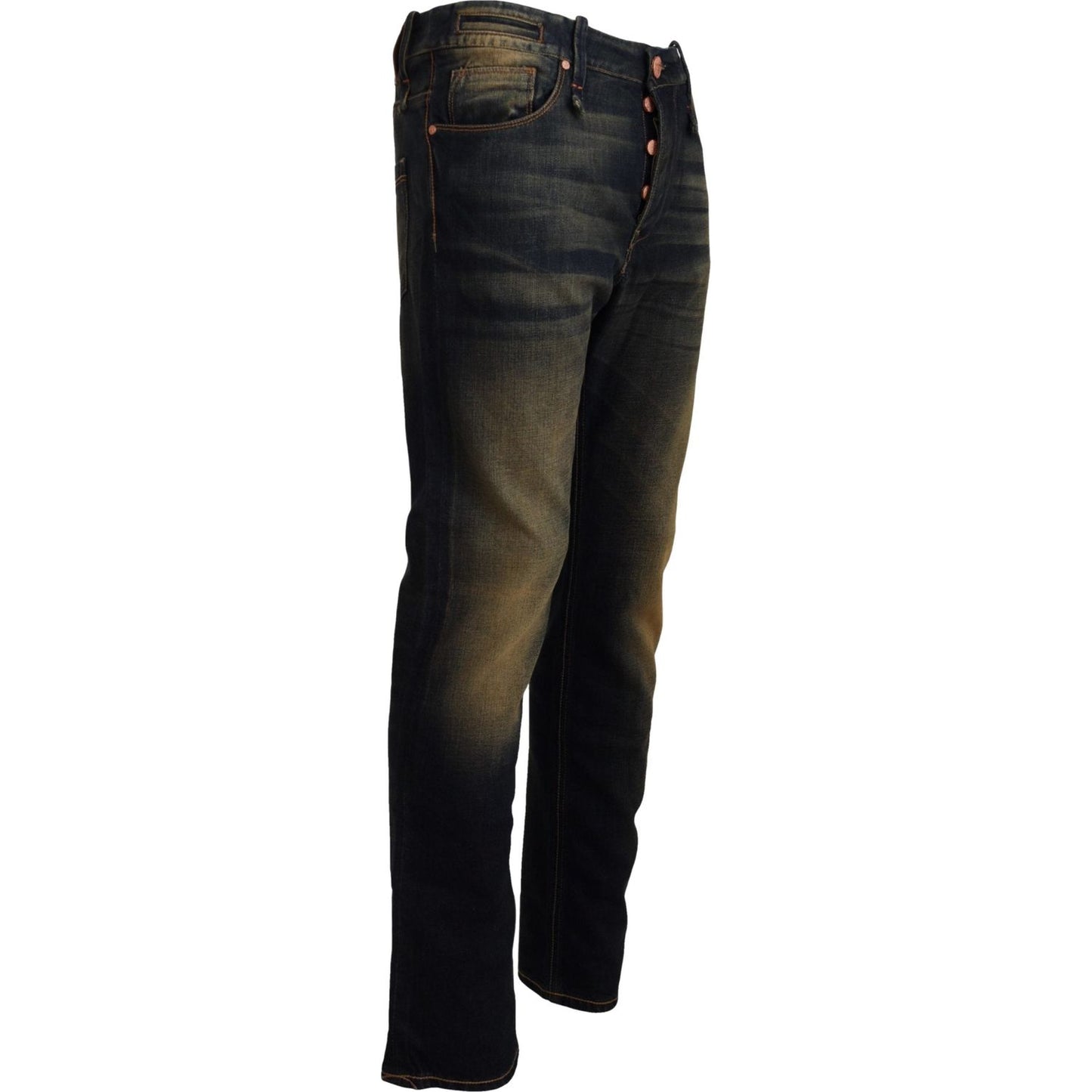 Acht Elegant Blue Washed Denim Pants - Authentic Craftsmanship Acht