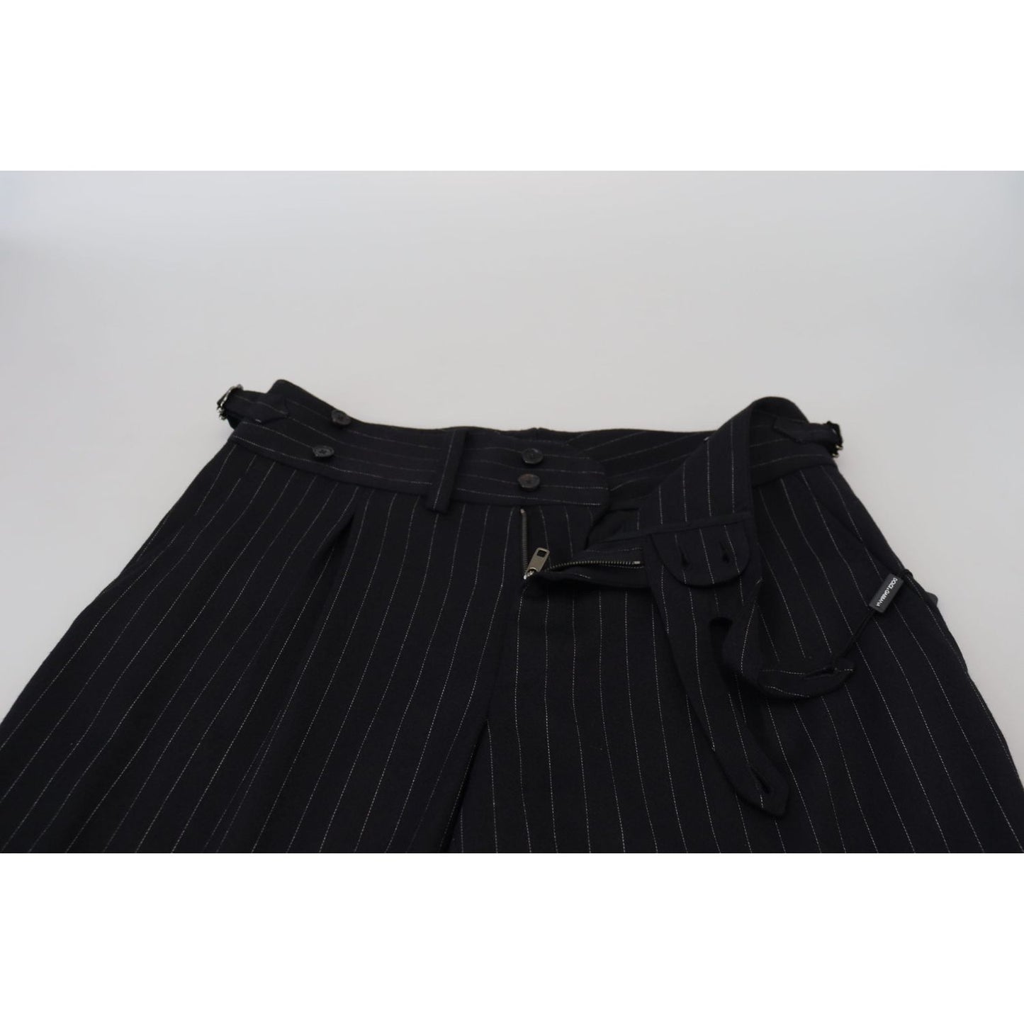 Dolce & Gabbana Elegant Black Striped Wool Blend Trousers Dolce & Gabbana