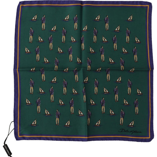 Dolce & Gabbana Elegant Green Silk Men's Square Scarf Dolce & Gabbana