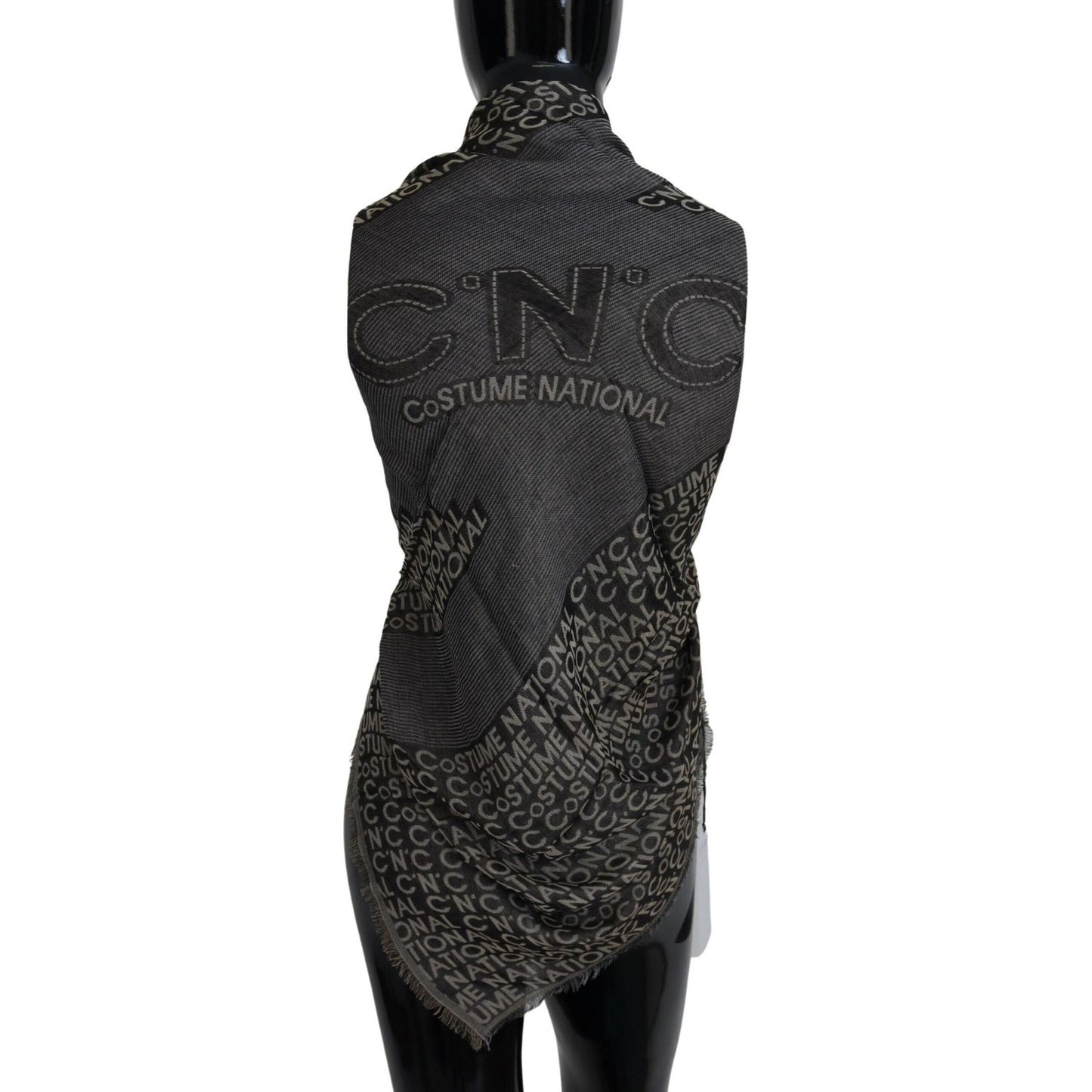 Costume National Gray Logo Knit Neck Wrap Shawl Scarf 1728,67345645728,Accessories,Costume National,Material: 97% Viscose 3% Silk,New with tags,Scarves - Accessories,Scarves - Scarves - Accessories,Scarves - Women - Accessories,Women,Women - Accessories