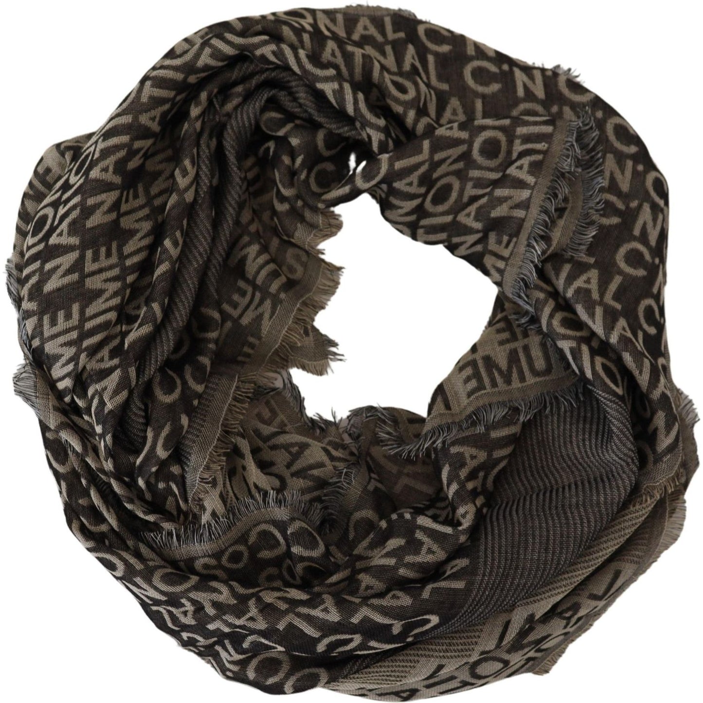 Costume National Gray Logo Knit Neck Wrap Shawl Scarf 1728,67345645728,Accessories,Costume National,Material: 97% Viscose 3% Silk,New with tags,Scarves - Accessories,Scarves - Scarves - Accessories,Scarves - Women - Accessories,Women,Women - Accessories
