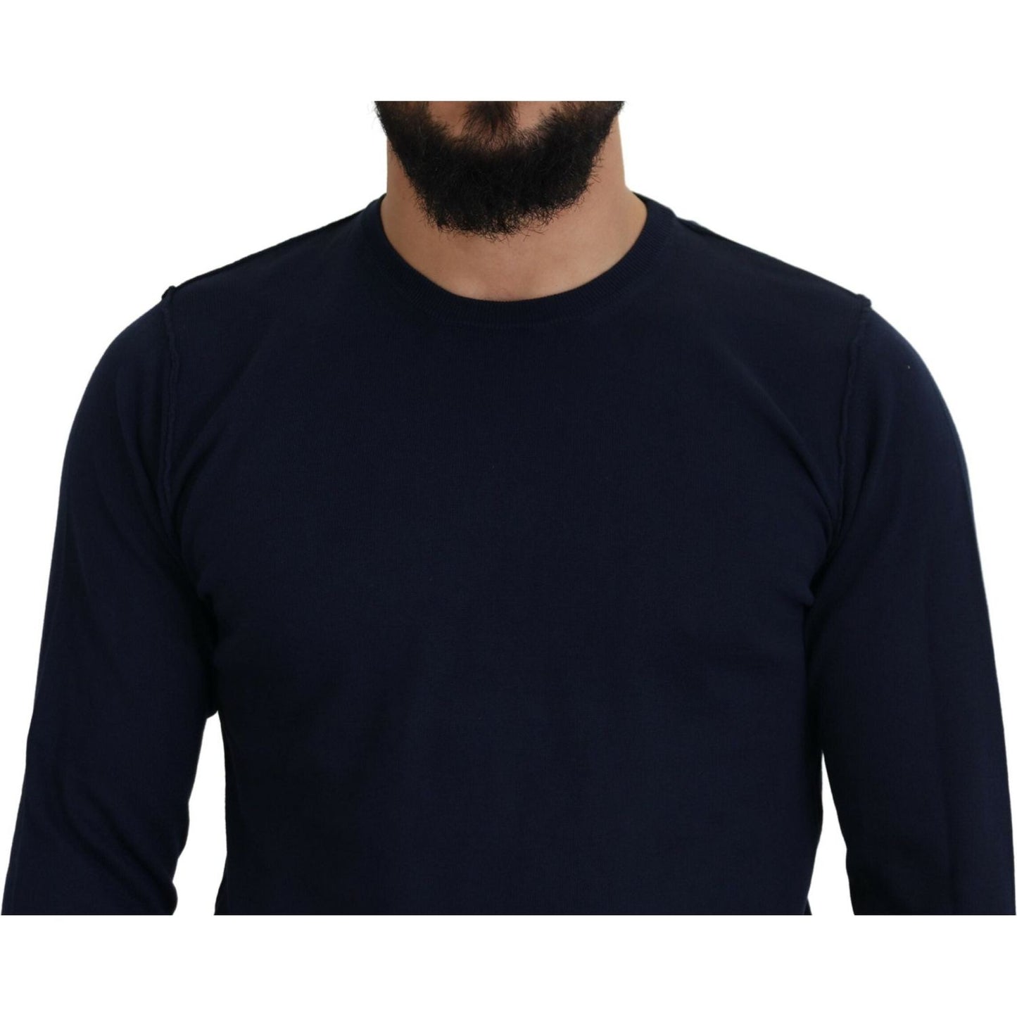 Paolo Pecora Milano Authentic Crewneck Blue Pullover Sweater Paolo Pecora Milano