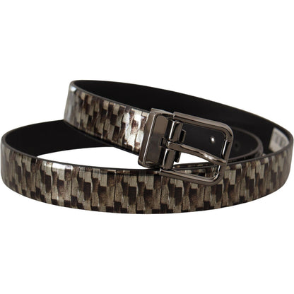 Dolce & Gabbana Brown Herringbone Leather Gray Belt 1728,67345645728,90 cm / 36 Inches,Accessories,Belts - Accessories,Belts - Men - Accessories,Brown,Dolce & Gabbana,Material: Leather,Men,Men - Accessories,New with tags,Regular Belts - Belts - Accessorie
