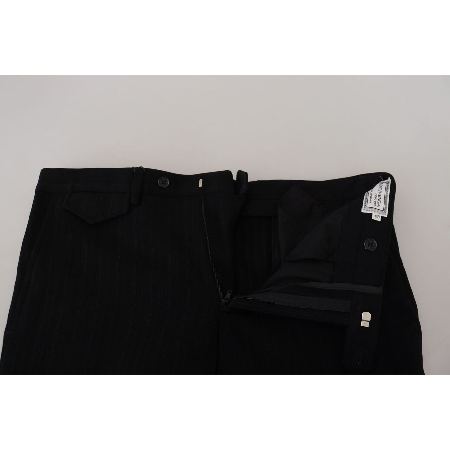BENCIVENGA Black Cotton Straight Fit Men Formal Pants