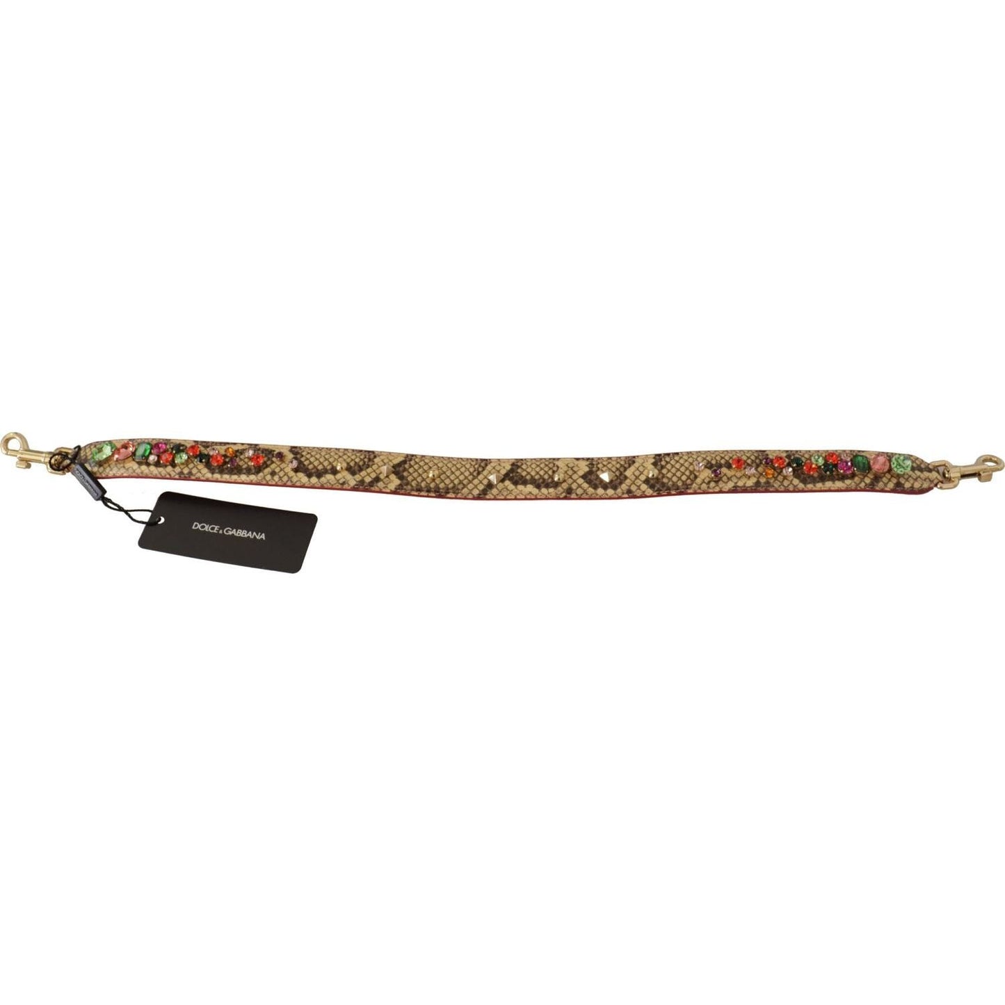 Dolce & Gabbana Beige Exotic Leather Crystals Shoulder Strap 1728,67345645728,Bags,Beige,Dolce & Gabbana,Leather Accessories - Women - Bags,Material: 100% Python Leather,New with tags,Shoulder Straps - Bags,Women,Women - Bags