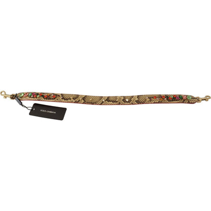 Dolce & Gabbana Beige Exotic Leather Crystals Shoulder Strap 1728,67345645728,Bags,Beige,Dolce & Gabbana,Leather Accessories - Women - Bags,Material: 100% Python Leather,New with tags,Shoulder Straps - Bags,Women,Women - Bags