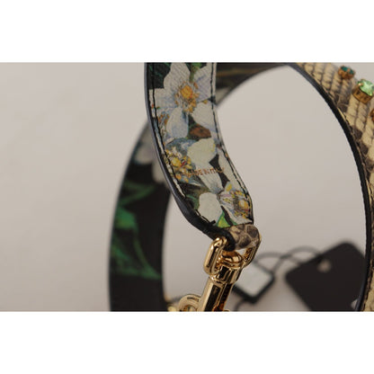 Dolce & Gabbana Beige Exotic Leather Crystals Reversible Shoulder Strap 1728,67345645728,Bags,Beige,Dolce & Gabbana,Leather Accessories - Women - Bags,Material: 100% Python Leather,New with tags,Shoulder Straps - Bags,Women,Women - Bags