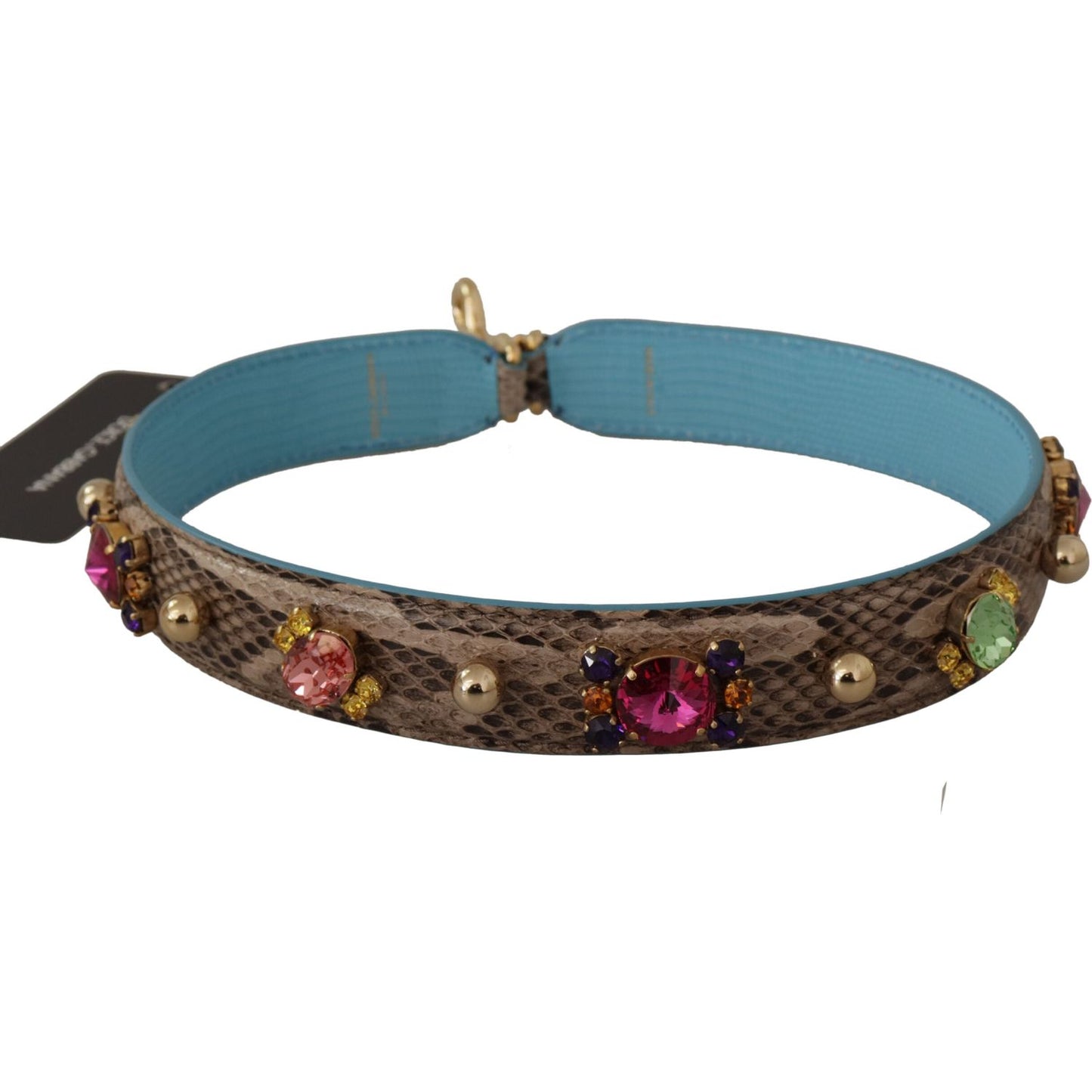 Dolce & Gabbana Brown Exotic Leather Crystals Shoulder Strap 1728,67345645728,Bags,Brown,Dolce & Gabbana,Leather Accessories - Women - Bags,Material: 100% Python Leather,New with tags,Shoulder Straps - Bags,Women,Women - Bags