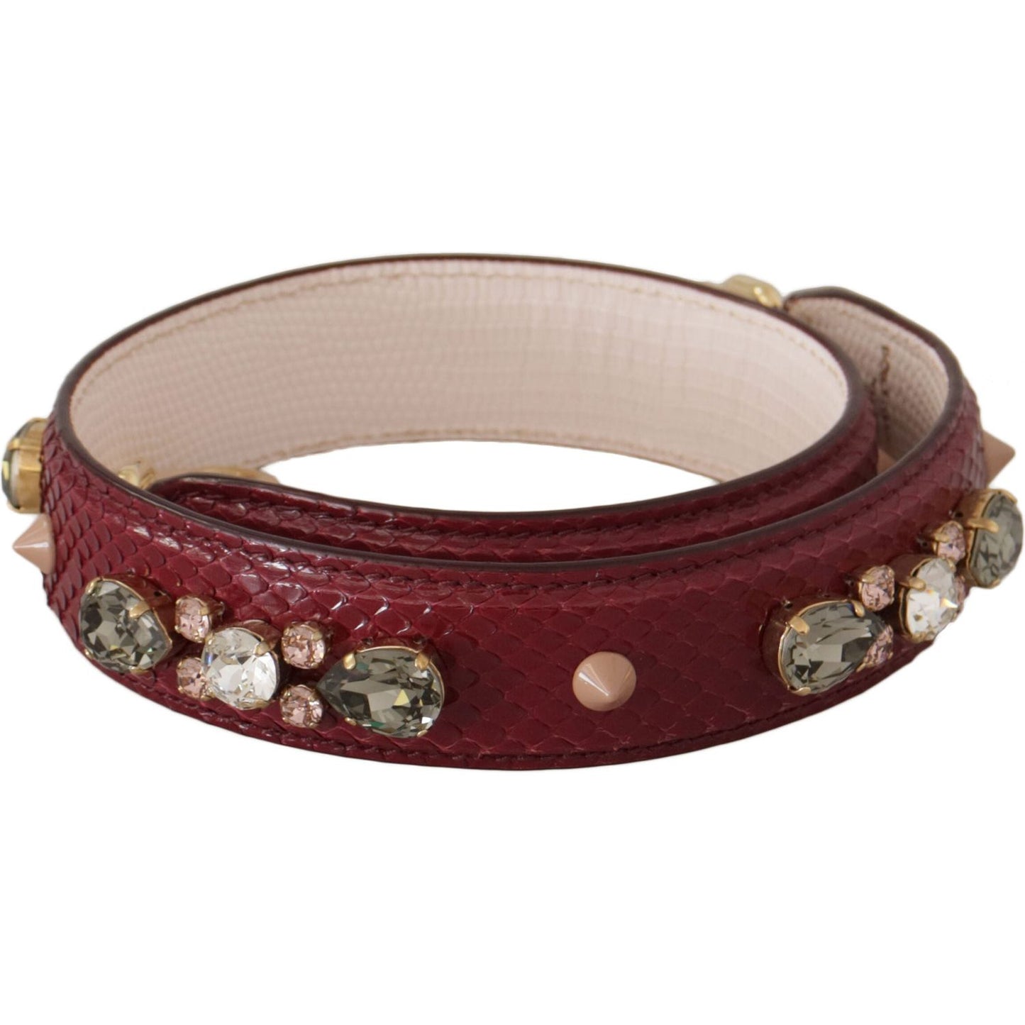 Dolce & Gabbana Bordeaux Leather Crystals Bag Shoulder Strap1728,67345645728,Bags,Bordeaux,Dolce & Gabbana,Leather Accessories - Women - Bags,Material: 100% Python Leather,New with tags,Shoulder Straps - Bags,Women,Women - Bags