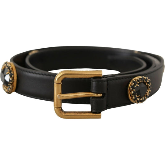 Dolce & Gabbana Elegant Black Leather Logo Belt Dolce & Gabbana