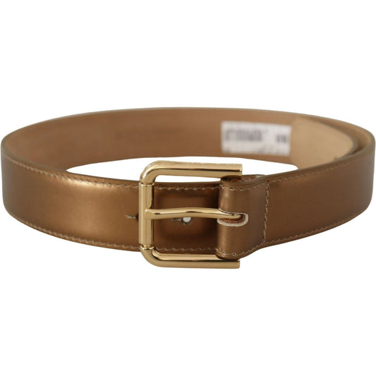 Dolce & Gabbana Bronze Leather Gold Logo Engraved Waist Buckle Belt 1728,65 cm / 26 Inches,67345645728,Accessories,Belts - Accessories,Belts - Women - Accessories,Bronze,Dolce & Gabbana,High-Waist Belts - Belts - Accessories,Material: Leather,New with tag
