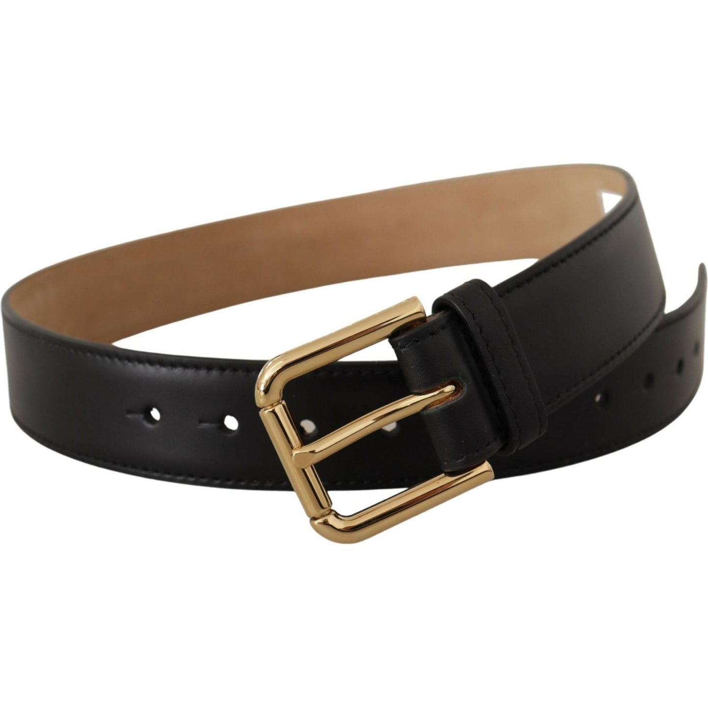 Dolce & Gabbana Elegant Leather Belt with Logo Buckle Dolce & Gabbana