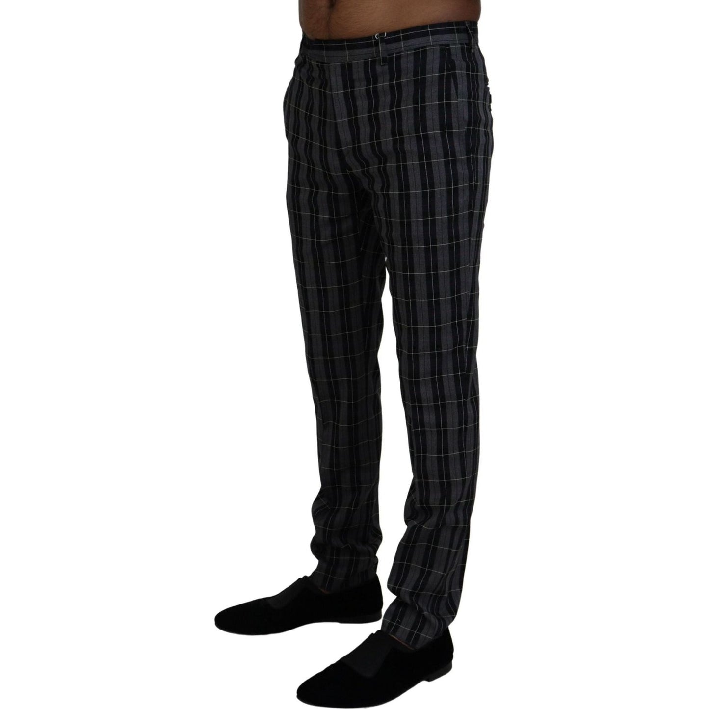 BENCIVENGA Gray Checkered Slim Fit Men Pants 1728,67345645728,BENCIVENGA,Clothing,Gray Patterned,IT46 | S,Jeans & Pants - Men - Clothing,Material: 100% Wool,Men,Men - Clothing,New with tags,Pants - Clothing,Skinny Pants - Pants - Clothing