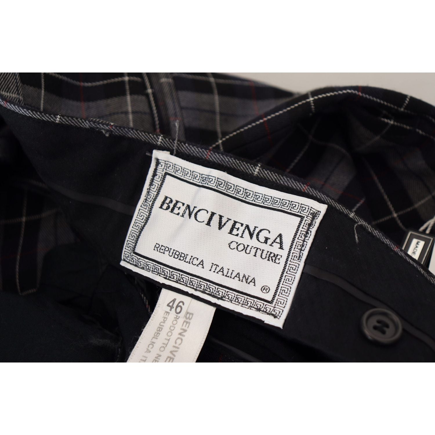 BENCIVENGA Gray Checkered Slim Fit Men Pants