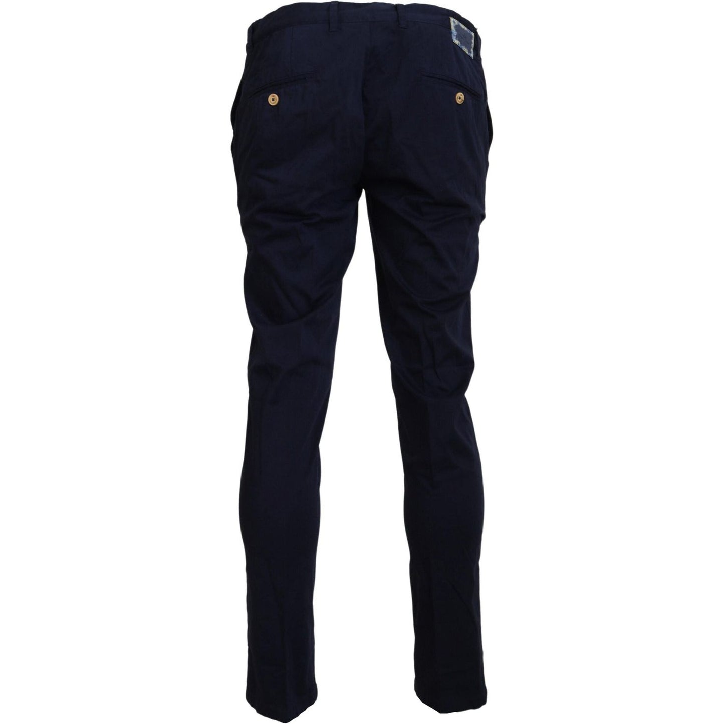 Domenico Tagliente Elegant Dark Blue Slim Chino Pants Domenico Tagliente