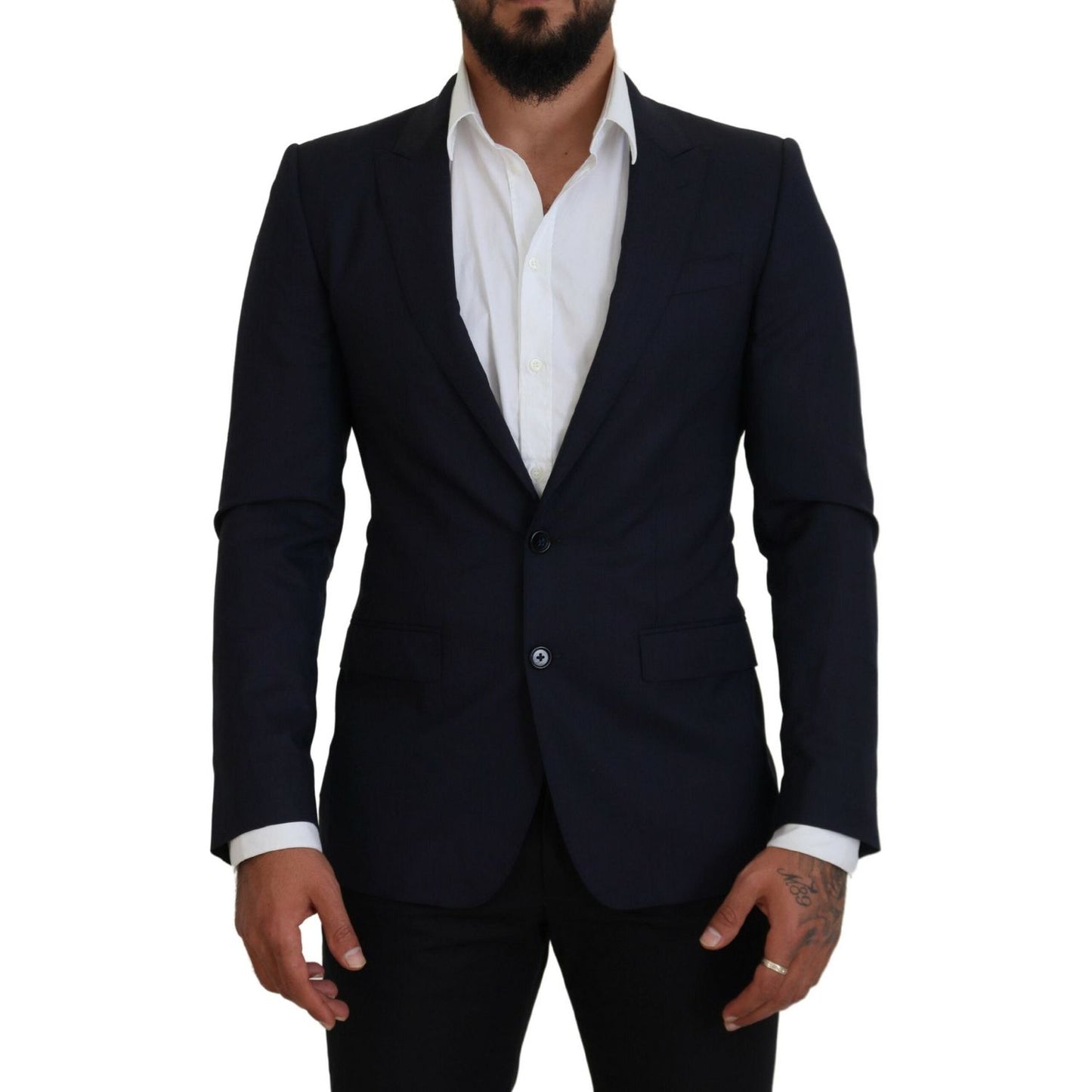 Dolce & Gabbana Blue Wool Slim Fit Formal Coat Blazer 1728,4% Silk,67345645728,Blazers - Men - Clothing,Blazers - Suits & Blazers - Clothing,Blue,Clothing,Dolce & Gabbana,IT46 | S,Material: 96% Wool,Men,Men - Clothing,New with tags,Suits & Blazers - Cloth