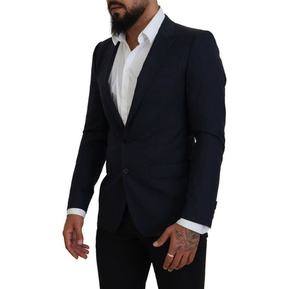 Dolce & Gabbana Blue Wool Slim Fit Formal Coat Blazer 1728,4% Silk,67345645728,Blazers - Men - Clothing,Blazers - Suits & Blazers - Clothing,Blue,Clothing,Dolce & Gabbana,IT46 | S,Material: 96% Wool,Men,Men - Clothing,New with tags,Suits & Blazers - Cloth