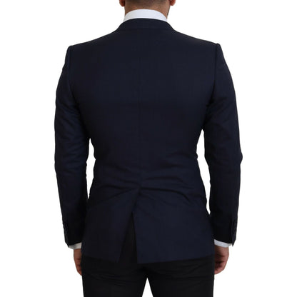 Dolce & Gabbana Blue Wool Slim Fit Formal Coat Blazer 1728,4% Silk,67345645728,Blazers - Men - Clothing,Blazers - Suits & Blazers - Clothing,Blue,Clothing,Dolce & Gabbana,IT46 | S,Material: 96% Wool,Men,Men - Clothing,New with tags,Suits & Blazers - Cloth