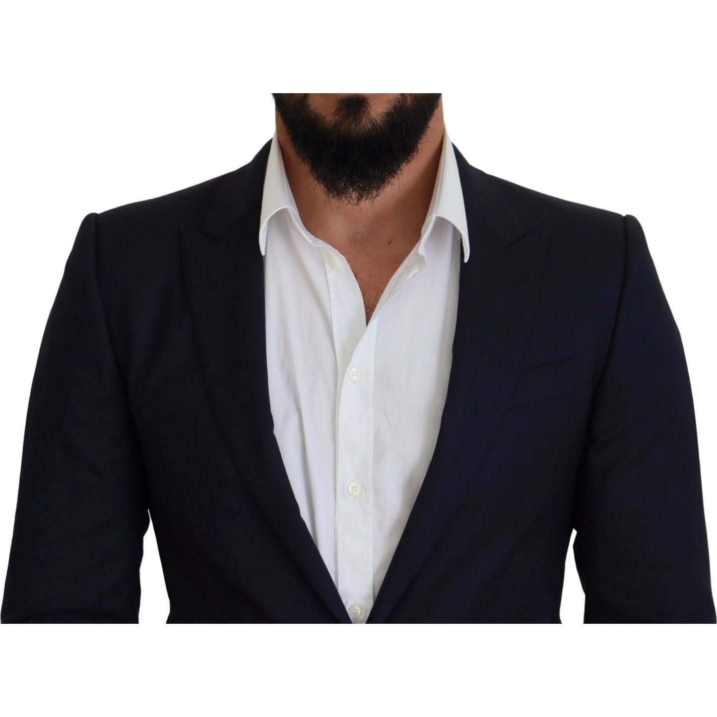 Dolce & Gabbana Blue Wool Slim Fit Formal Coat Blazer 1728,4% Silk,67345645728,Blazers - Men - Clothing,Blazers - Suits & Blazers - Clothing,Blue,Clothing,Dolce & Gabbana,IT46 | S,Material: 96% Wool,Men,Men - Clothing,New with tags,Suits & Blazers - Cloth