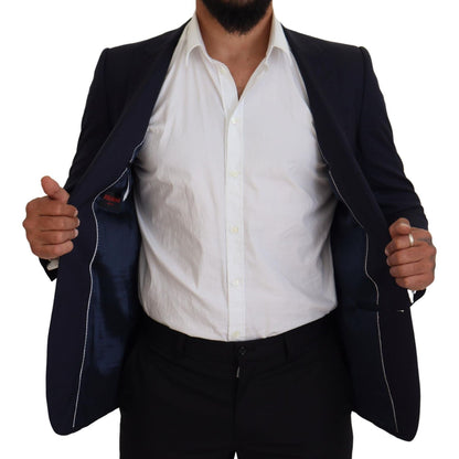 Dolce & Gabbana Blue Wool Slim Fit Formal Coat Blazer 1728,4% Silk,67345645728,Blazers - Men - Clothing,Blazers - Suits & Blazers - Clothing,Blue,Clothing,Dolce & Gabbana,IT46 | S,Material: 96% Wool,Men,Men - Clothing,New with tags,Suits & Blazers - Cloth