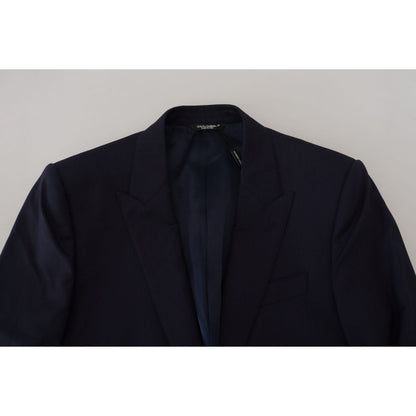 Dolce & Gabbana Blue Wool Slim Fit Formal Coat Blazer 1728,4% Silk,67345645728,Blazers - Men - Clothing,Blazers - Suits & Blazers - Clothing,Blue,Clothing,Dolce & Gabbana,IT46 | S,Material: 96% Wool,Men,Men - Clothing,New with tags,Suits & Blazers - Cloth