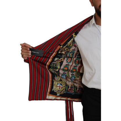 Dolce & Gabbana Red Striped Martini Printed Lining Robe
