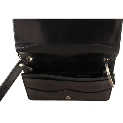 Dolce & Gabbana Black Leather Wristlet Mini Bag Card Bill Wallet