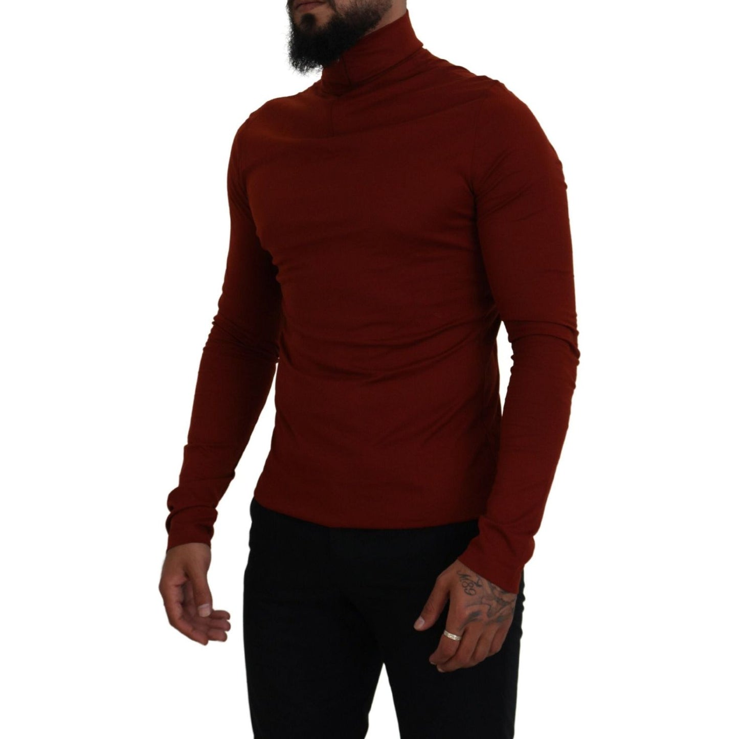 Dolce & Gabbana Elegant Maroon Collar Zip Sweater Dolce & Gabbana